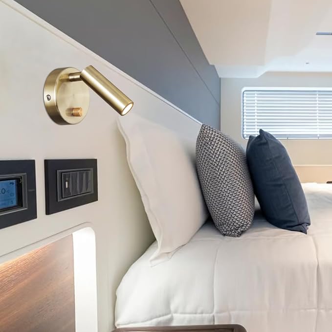 Surface Wall Mounted Reading Light Sconces Lamp Physical Knob Dimmer Switch LED 5W Warm White 3000K (Bronze Hardwired)