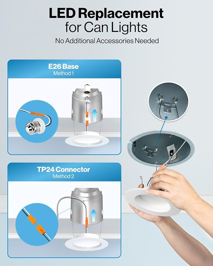 Sunco LED Recessed Lighting 6 Inch, Retrofit Can Lights, 965LM, 13W (100W Equivalent), Selectable CCT 2700K/3000K/3500K/4000K/5000K, Dimmable, Baffle Trim, Damp Rated UL 4 Pack