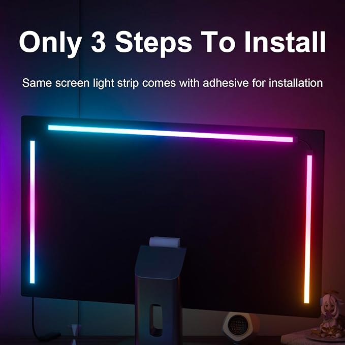 MIHEAL Gaming Monitor Light, Backlight with Screen Color sync Effect for 24inch Computer Monitor, Compatible with Windows