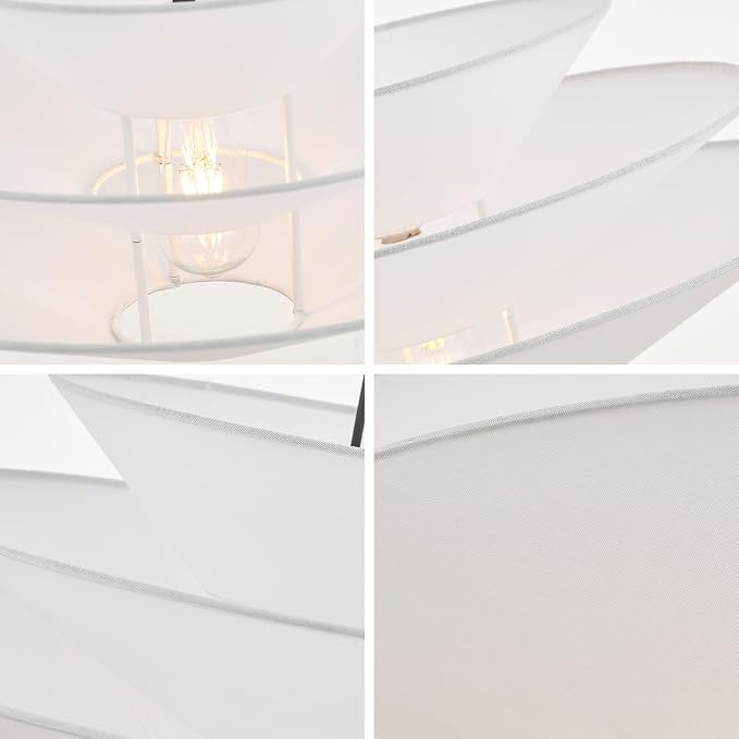 24” Large Off White Linen Fabric Pendant Light 3-Layer Modern Chandelier Adjustable Industrial Pendant Lighting Fixtures for Kitchen Island Dining Room Entryway, UL Listed