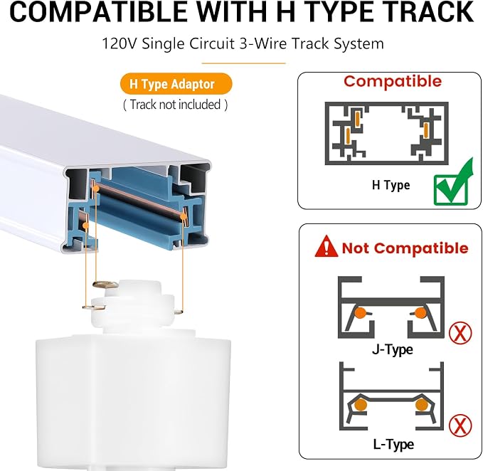 Remote Control H Type Track Lighting Heads Dimmable, White 8 Pack | LED Track Light Heads, 2000K to 6000K Adjustable Ceiling Spotlight for H Track Lighting Rails, CRI90+ 24° 10W 800lm