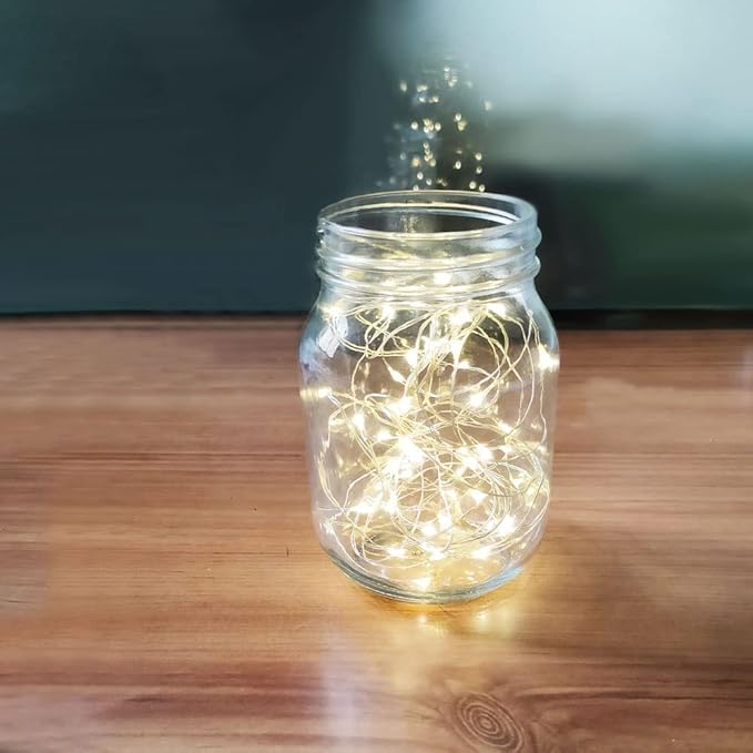 Timer Led String Light,2 Pack Mini Battery Powered Silver Wire Starry Fairy Lights,Battery Operated Lights for Bedroom,Christmas,Parties,Wedding,Christmas Gift Decoration(5m/16ft Warm White)
