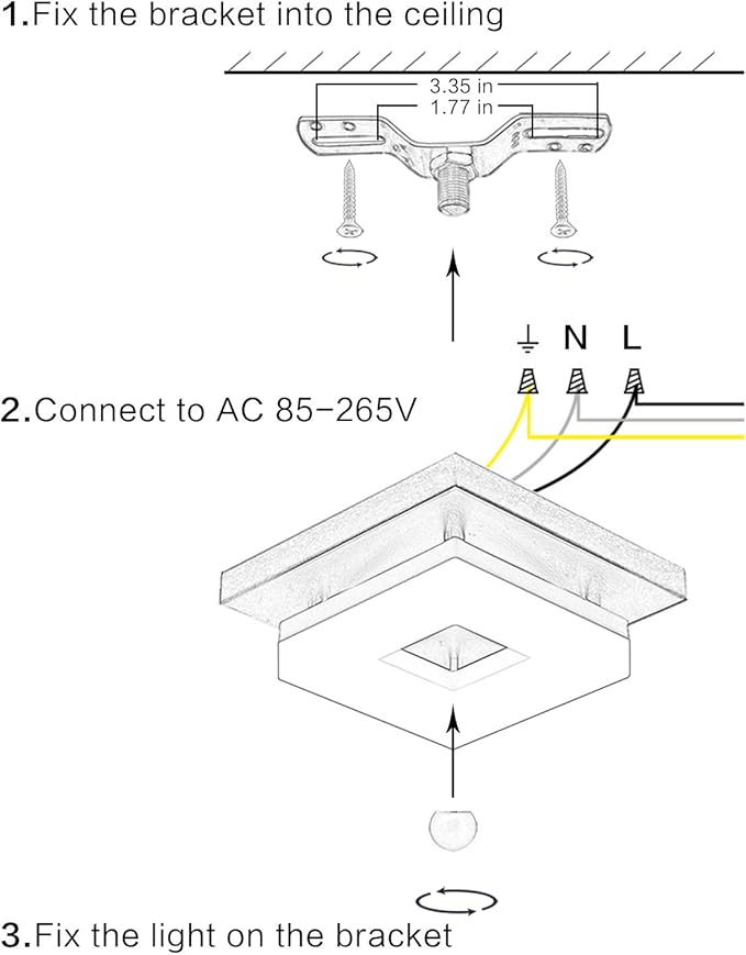 8in 12Watt Flush Mount led Ceiling Light fixtures.Modern Ceiling Lamps for Hallways,Balcony,Cloakroom, Small Closet,Washrooms,stairwell,Square,Black