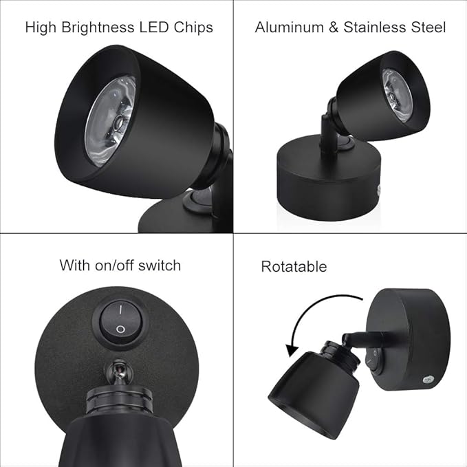 Luxvista 12V RV Beside Reading Light - Rotatable 12 Volt LED Interior Light Wall Sconce Reading Spotlight for Bedside Lamp, RV, Caravan, 5th Wheel or Vehicles Warm White