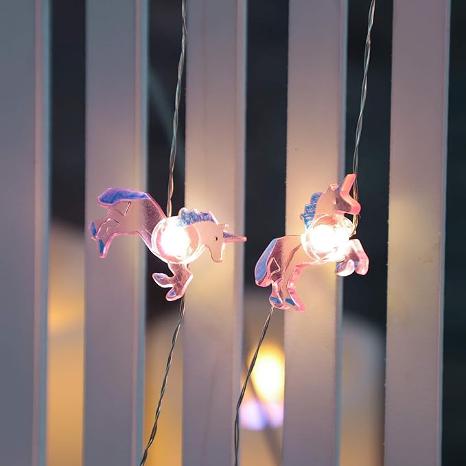 Silverstro Unicorn LED Lights for Bedroom Remote 30LEDs USB & Battery Operated Cartoon Pink String Lights - Home Summer Thanksgiving Holiday Decor