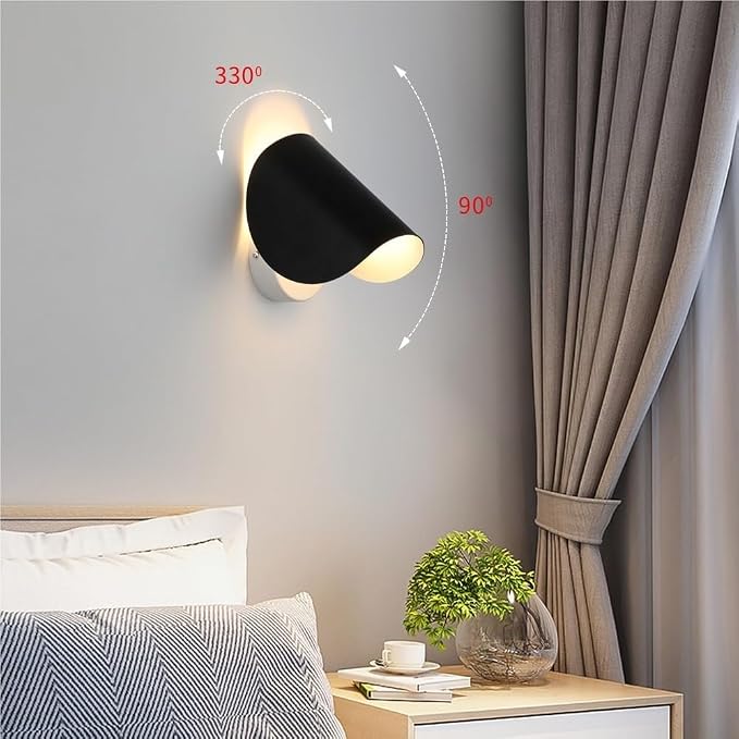 Modern Metal Vanity Wall Mount Light Fixtures Creative Rotatable Hallway Wall Lamps & Sconces G4 Warm Light Mirror Bedroom Wall Sconces for Bedroom Bedside Headboard Living Room T-155(Negro)
