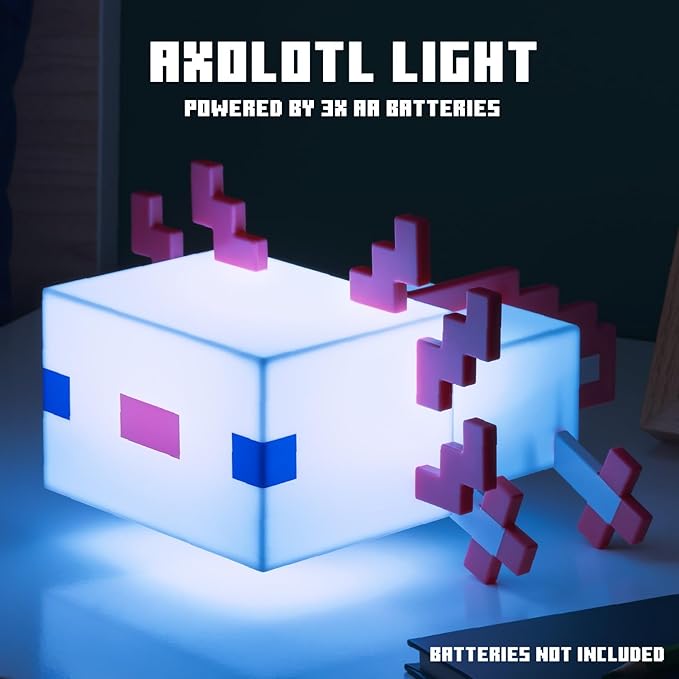 Paladone Minecraft Axolotl Light, Five Color Modes, Officially Licensed Lamp to Decorate Gaming Desk or Kids, Tweens and Gamers Room - Minecraft Gift