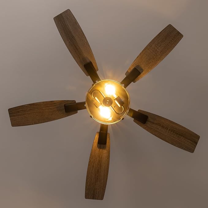 50 Inch Ceiling Fans with Lights and Remote & APP Control, Farmhouse Ceiling Fan with LED Lighting for Bedroom Living Room and Patio, Black Caged Ceiling Fan for Indoor and Outdoor(NO BULBS）