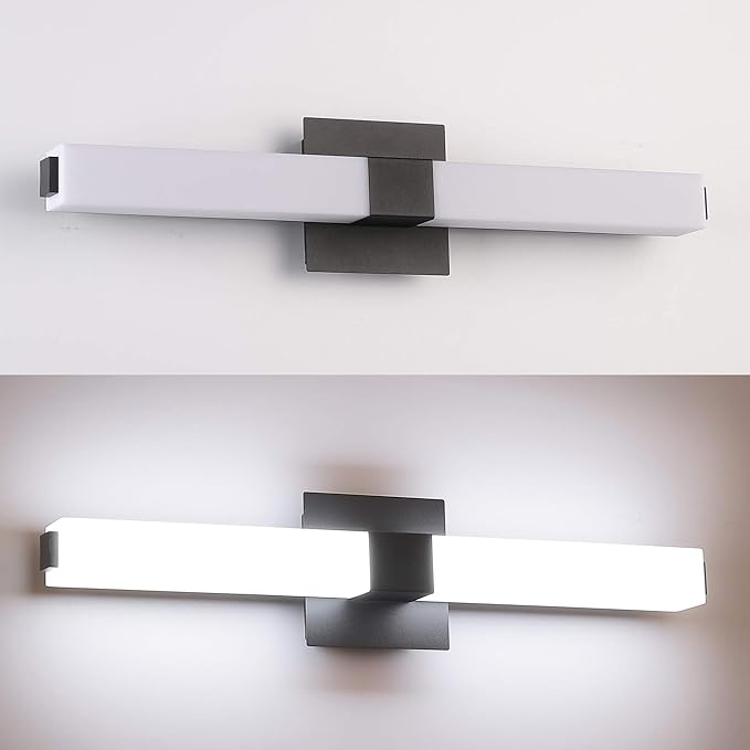 ZUZITO Black Bathroom Light Fixture - 24in Modern LED Vanity Light Bar - Dimmable Lighting Fixtures Over Mirror for Bath 6000K Cool White 6000K
