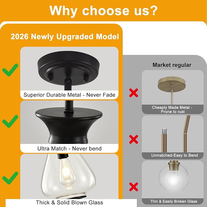 Modern Pendant Lights Kitchen Island, 1 Pack Matte Black Pendant Light Fixtures with 8.5" Clear Glass Shade, Industrial Hanging Pendant Lights Fixture for Kitchen Island Dining Room Bedroom Entryway
