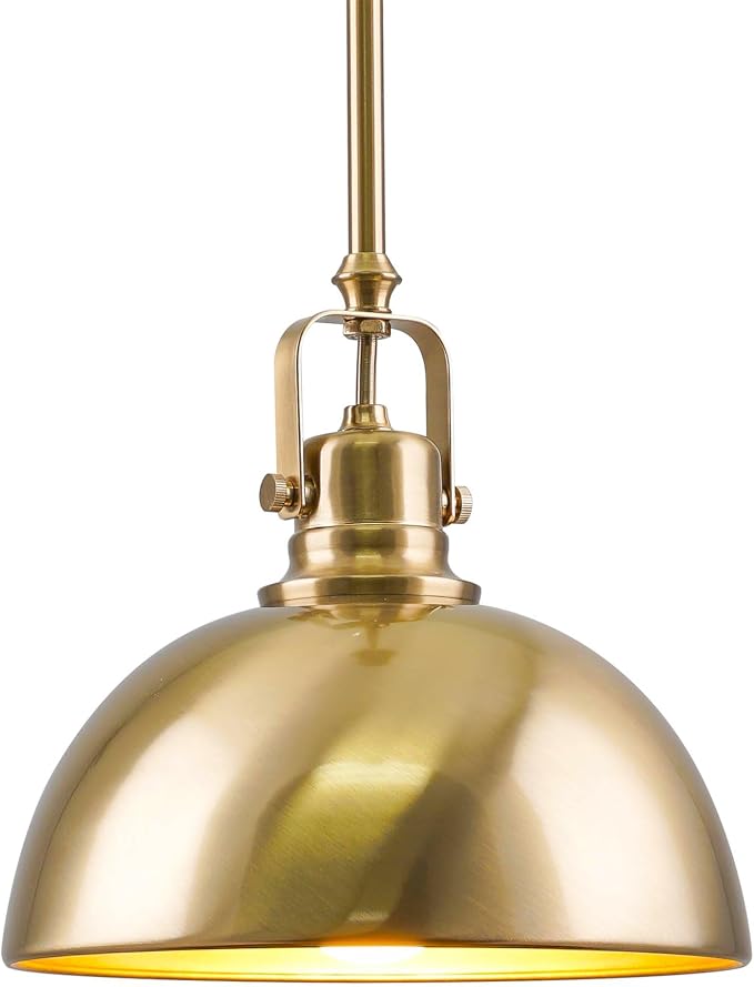 Kira Home Belle 9" Modern Industrial Mini Pendant Light for Kitchen Island | Classic Dome Metal Shade, Retro Mid-century Profile Design, Premium Cool Brass Finish Ceiling Hanging Fixture