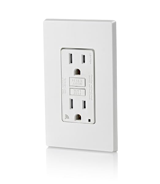 Leviton Smart GFCI, 15 Amp, Self Test, Tamper-Resistant with LED Indicator Light, Send Notifications Directly to Your Smartphone, D2GF1-KW, White