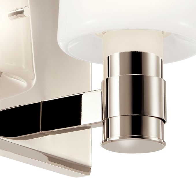 Kichler Adani 1-Light Wall Sconce, Modern Light with Opal Glass in Polished Nickel, for Bathroom, Powder Room, Kitchen, Bedroom, or Hallway (8.5" x 5"), 55174PN