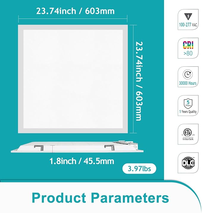16-Pack 2x2 LED Flat Panel Light Drop Ceiling, 0-10V Dimmable, 3CCT Selectable (5000K 4000K 3000K) & 3 Wattage Switchable (40W 30W 20W), 100-277Vac, ETL & DLC