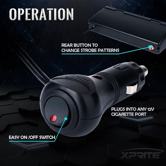 Xprite Green LED Emergency Dash Strobe Light, Interior Windshield Safety Warning Traffic Lights w/Suction Cups, 12V Windshield Visor Light Bar for Postal Law Enforcement Volunteer POV Vehicles Trucks