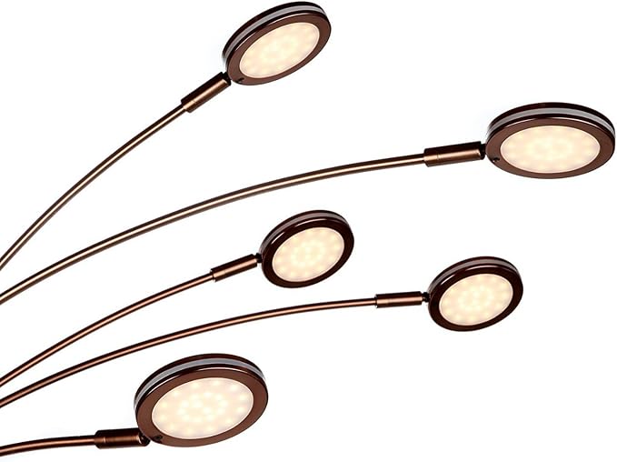 Brightech Orion Arc Floor Lamp for Living Room, Tree Floor Lamp with 5 Adjustable Arms, Multi-Head Standing Lamp with Flexible Rotating LED Lights for Bedroom, Dorm - Bright Hanging Lighting - Bronze