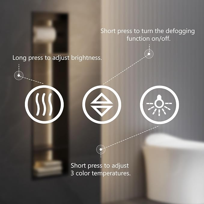 Sweetcrispy 28"x 36" Smart Anti-Fog LED Bathroom Mirror with Lights and Front Light & Backlit, 3 Color Temperatures, Dimmable, Memory Function, Rectangle Modern Vanity Mirror