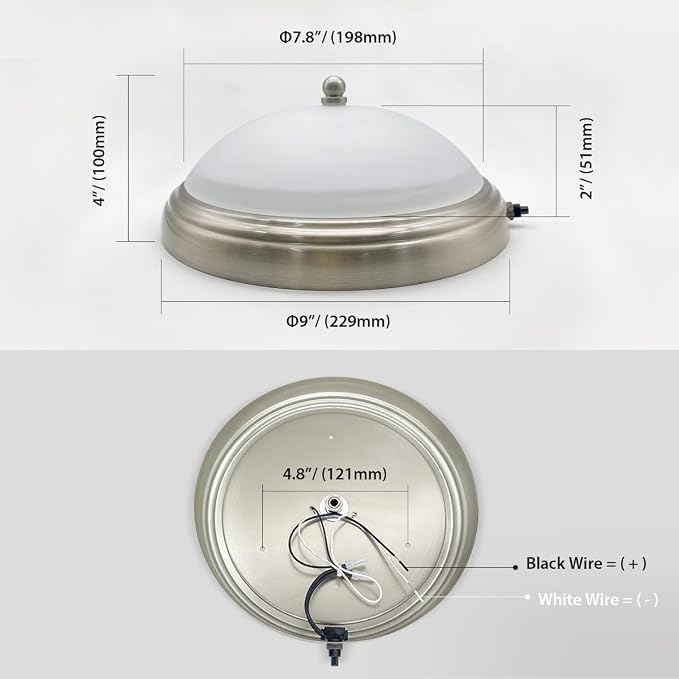 RV Ceiling Dinette Light LED 12v Camper Dining Table Lights Fixture Interior 9inch Round Dome Lamp with Switch 9W 450lumens 3500K Warm White Lighting (1 Light)