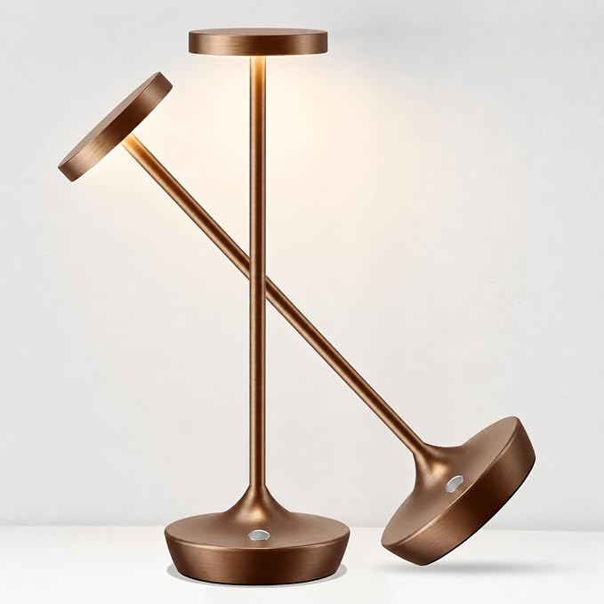 Brown Cordless Table Lamps, Rechargeable 6000mAh, 72H Runtime, Waterproof | Stepless Touch Dimming with 3 Color Modes & Memory Function for the Perfect Ambiance at Home, Restaurants & Patios (2 Brown)
