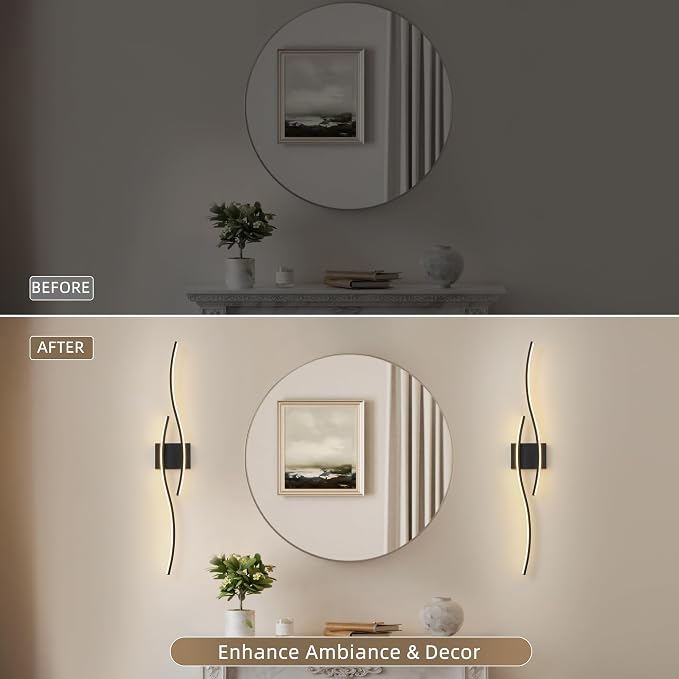 Battery Operated Wall Sconce Set of 2, Dimmable Modern LED Wireless Wall Light with Remote Control, Sconce Wall Decor for Living Room, Hallway, Quick Install, No Electrician Required