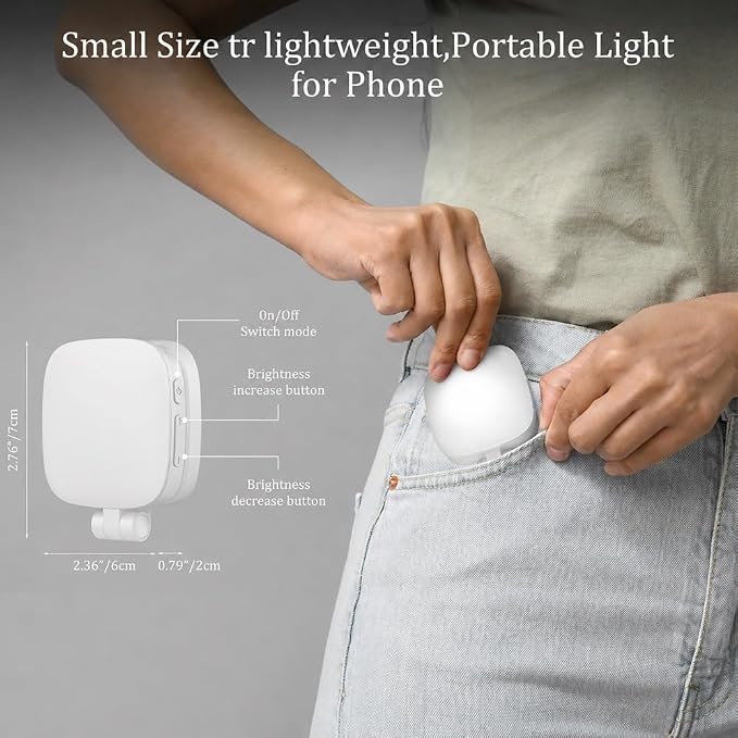 Magnetic Selfie Light Compatible with MagSafe, Foldable LED Phone Light with Mirror, 48 LEDs 5 Color Modes & 5 Brightness Levels, 360° Rotating Fill Light for Selfies, Makeup, TikTok, Zoom