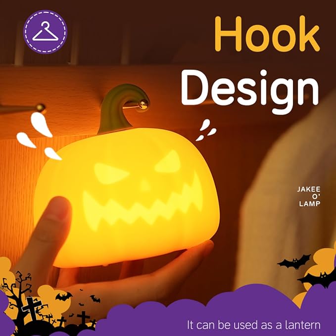 Led Cute Pumpkin Night Light, 7 Colors Dimmable Bedside Lamp, Touch Control Night Lamp with Timer for Kids Adults, Used for Camping Party Room Decor(Pumpkin)