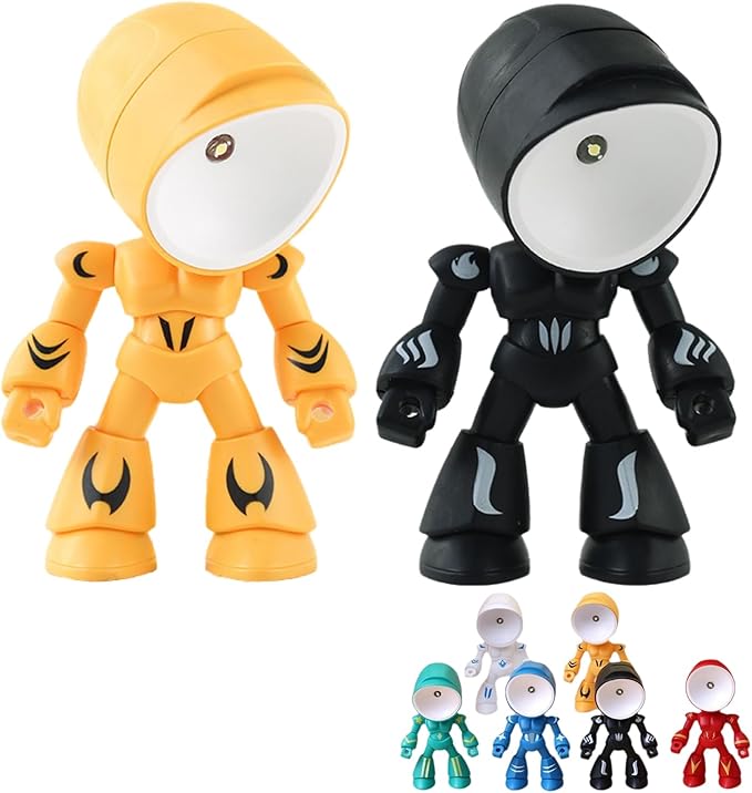 2PCS Lonely Robot Cartoon Cute Robot Design Companion Table Light, LED Mini Night Light, Mini Portable, for Bedroom Office, Thanksgiving Gifts (2pcs-K)