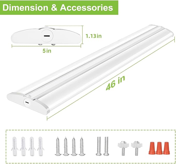 hykolity 4FT 5''W LED Wraparound Light with 3 Wattages/3 CCT Selectable | 55W-75W, 3000K-5000K, 5500LM-7500LM, No Glare, Flush Mount Ceiling Light for Office Kitchen, Laundry Room, ETL, 4 Pack