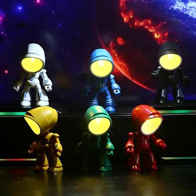 LED Mini Night Light,Adjustable Cute Cartoon Robot Companion Table Light,Bedside Reading Book Lamp for Bedroom,Office,Thanksgiving Gifts