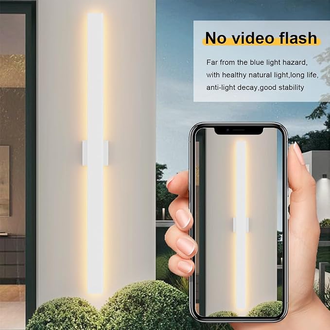Aipsun 2 Packs Outdoor Wall Sconce, 3000K 4000K 6000K, 47.2in Modern White Exterior Light, Long LED Linear Wall Light Outside Lighting for Entrance, Hallway, Garage, Porch(3CCT)