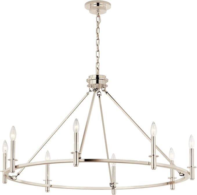 KICHLER Carrick 8-Light Chandelier, Updated Traditional Light in Polished Nickel, Sloped Ceiling Compatible, for Dining Room, Office, Foyer or Bedroom (23.7" x 40.75"), 52706PN