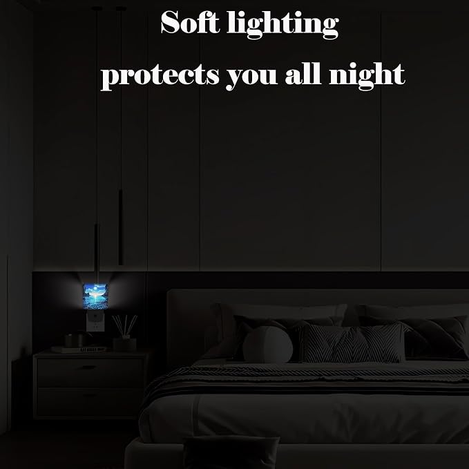 Moon Beach Night Light,Plug Into Wall for Boys Girls Bedroom Decorative Square Night Light Lamp 0.5w Sleep Friendly