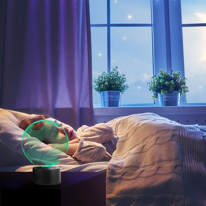 Wiscky Soccer Night Lights for Kids 3D Illusion Football Lights Lamp 7 LED Colors Changing Touch Table Desk Lamps Decorative Lighting Cool Toys Gifts Birthday Holiday Xmas Gifts Sports Theme Fans