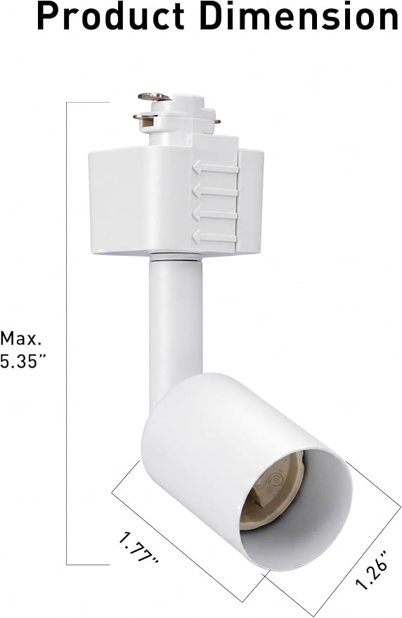 CLOUDY BAY [6 Pack] H Type Track Lighting Heads to Gu10 Base Socket Light Direction Adjustable,White
