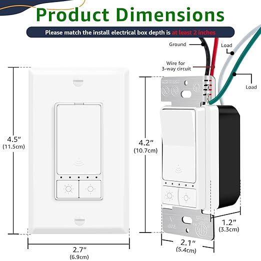 Greencycle Smart Dimmer Switch,20PK Single Pole, Needs Neutral Wire,2.4GHz WiFi Light Switch,Work with Alexa and Google Home, ETL Certified,No Hub Required,for Dimmable 150W LED CFL,600W Incandescent