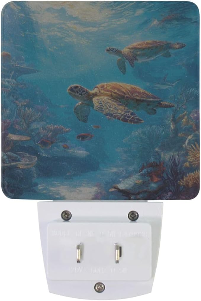 Sea Turtles Night Light Dusk to Dawn Sensor LED Night Dimmable Nightlight Lights Plug into Wall for Living Room