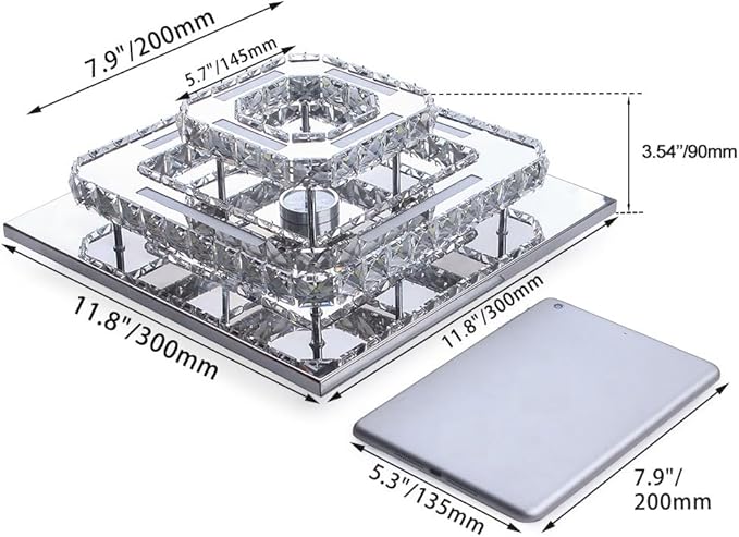 FRIXCHUR Crystal Chandelier LED Crystal Ceiling Light 2 Layers 12 inch Flush Mount Ceiling Light Modern Chandeliers Lighting for Bedroom Hallway Staircase Kitchen Closet (Cool White)
