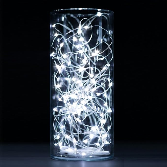 6 Pack Fairy Lights Battery Operated,10ft Silver Wire 30 LEDs Cool White | No Remote,Battery Operated Fairy Lights,Waterproof Silver Wire, Micro Starry Lights for DIY Wedding Centerpiece Table Décor