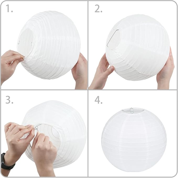 LIHAO 10 Pack White Paper Lanterns, 6/8/10/12 Inch, Wedding Party Decor | Chinese Lanterns, Round Paper Lamp Decoration, Hanging Decor, Birthday New Year, Outdoor Indoor Use