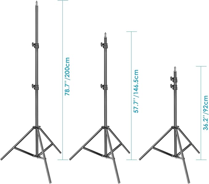 NEEWER Heavy Duty Light Stand 10ft/3m Adjustable Spring Cushioned Tripod | Metal Photography Stand, for Photo Studio Softbox, Flash Monolight, Ring Light, and Other Photographic Equipment, Black