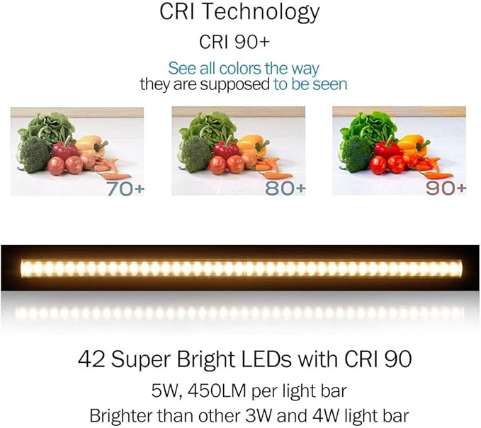 13 inch LED Under Cabinet Lighting, 12V 10W Ultra Thin Plug-in Counter Light, Dimmable Warm White, CRI90 Under Counter Lights for Kitchen, Shelf, Workbench, Cupboard