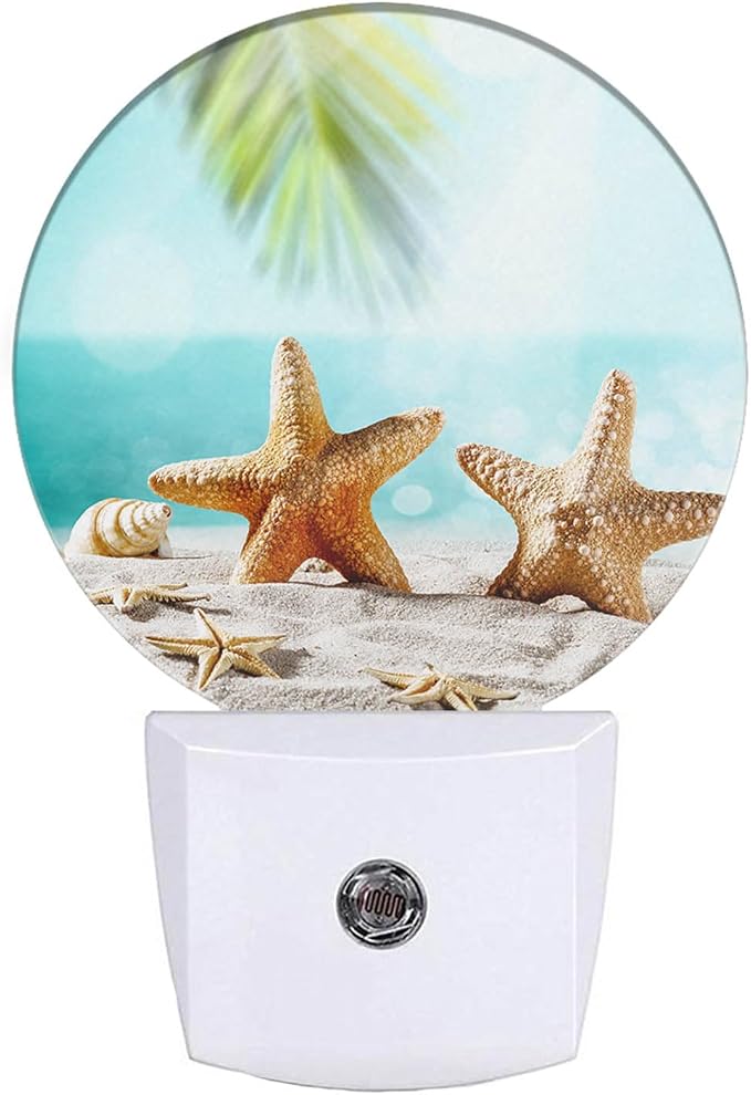 EKOBLA Starfish Night Light, Summer Ocean Coastal Nautical Theme Night Lights Plug Into Wall with Dusk to Dawn Sensor for Kids and Adults Home Decor