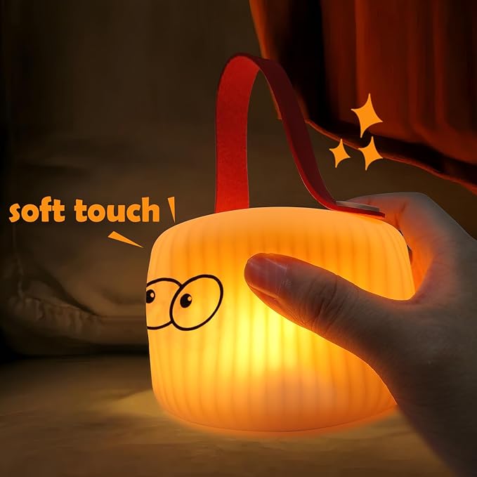 Lantern Night Light, Cute Lantern Night Lamp for Kids Bedroom USB Rechargeable Lamps 2 Brightness Levels, Nursery Bedside Delay-Off Nightlight for Boys Girls Birthday Thanksgiving Christmas