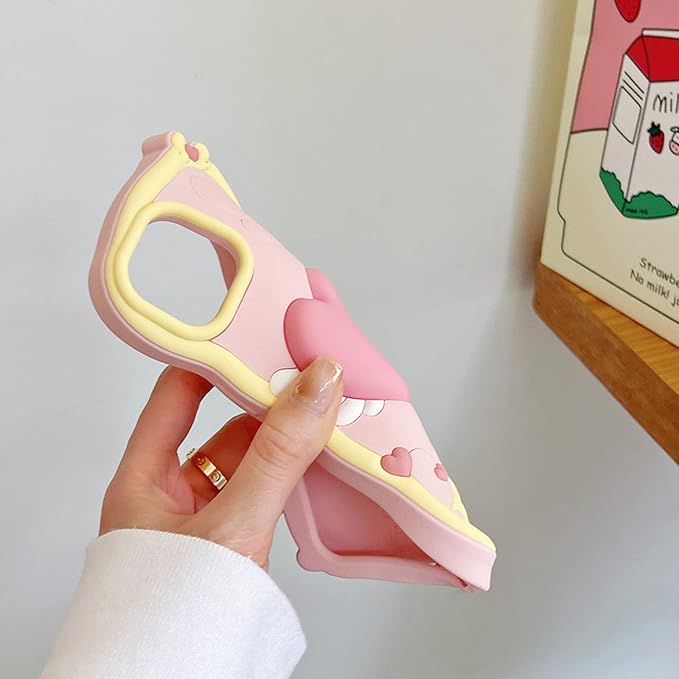 Kawaii Phone Case for iPhone 15 with Bracelet Cute 3D Cartoon Lucky Love Silicone Protective Case Cover for Women & Girl