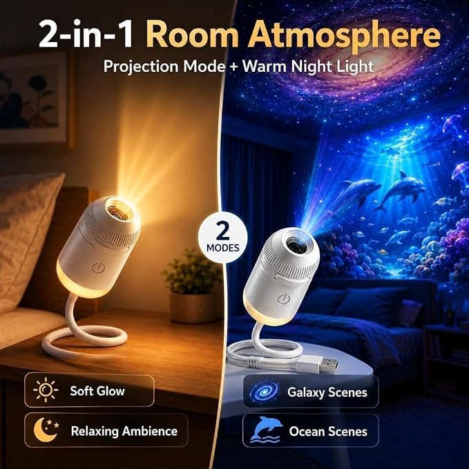 Galaxy Projector, Ocean Projector, 5D Holographic Night Light Projector, Plug and Play Hd Star Projector, 360° Adjustable Hd Galaxy and Ocean Projector for Bedroom Ceiling，Ocean & Galaxy 6pc