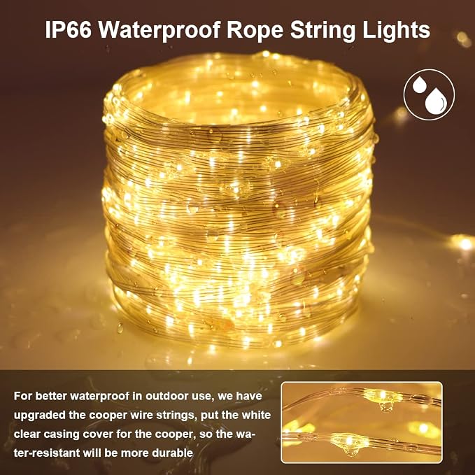 Ultra Long LED String Lights - 328ft 1000LEDs 8 Modes Dimmable Fairy Lights, Waterproof UL Listed Plug Copper Wire with Clear Casing and Remote Control for Room, Patio, Wedding, Party (Upgraded)