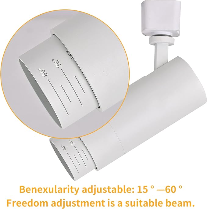 5CCT LED Track Lighting Heads 12W Dimmable,Zoomable Beam15°/24°/36°/45°/60°,2700K/3000K/3500K/4000K/5000K,Single Circuit H Track Lighting Heads Ceiling Fixtures Art Lighting,White-4Pack