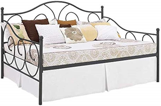 Pleated Bed Skirt with Split Corners for Daybeds - Three Side Coverage - Made with Brushed Microfiber, (Twin Size, White Solid)/18 Inch Drop