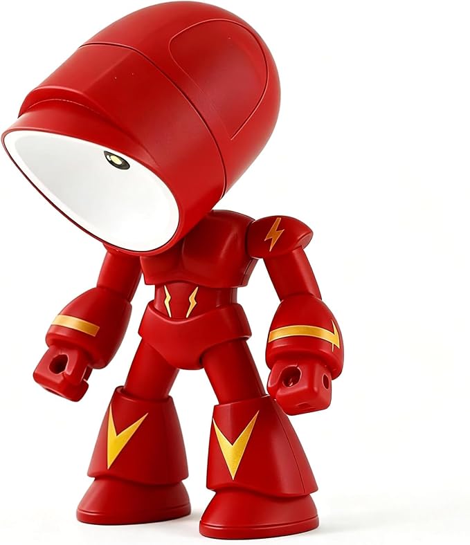 Lonely Robot LED Mini Night Light, Cartoon Cute Companion Desk Lamp with Magnetic Base, Gift for Thanksgiving Christmas Halloween Birthday, Room Decor (Red)