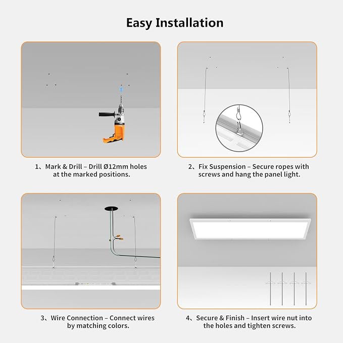 AIKVSXER 6Pack 1x4 LED Flat Panel Light Surface Mount Ceiling Fixture White | 50W 5500LM, 3CCT (3000K/4000K/5000K), Ultra-Thin 48In, 10-100% Triac Dimmable for Kitchen, Garage, Office, Basement